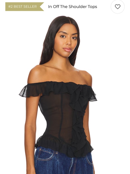 Lioness Tops - Lioness Off-the-Shoulder Black Ruffle fairy Top